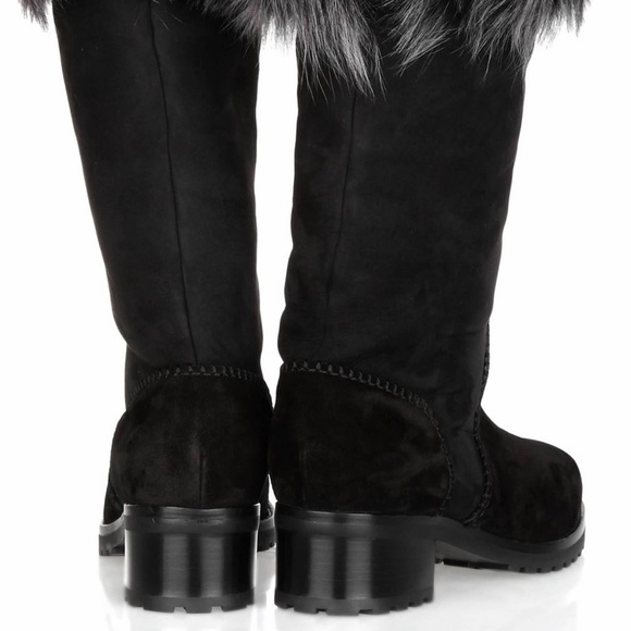 Donna Karan NY Sueded Calf and Shearling Boots - Picture 3 of 4